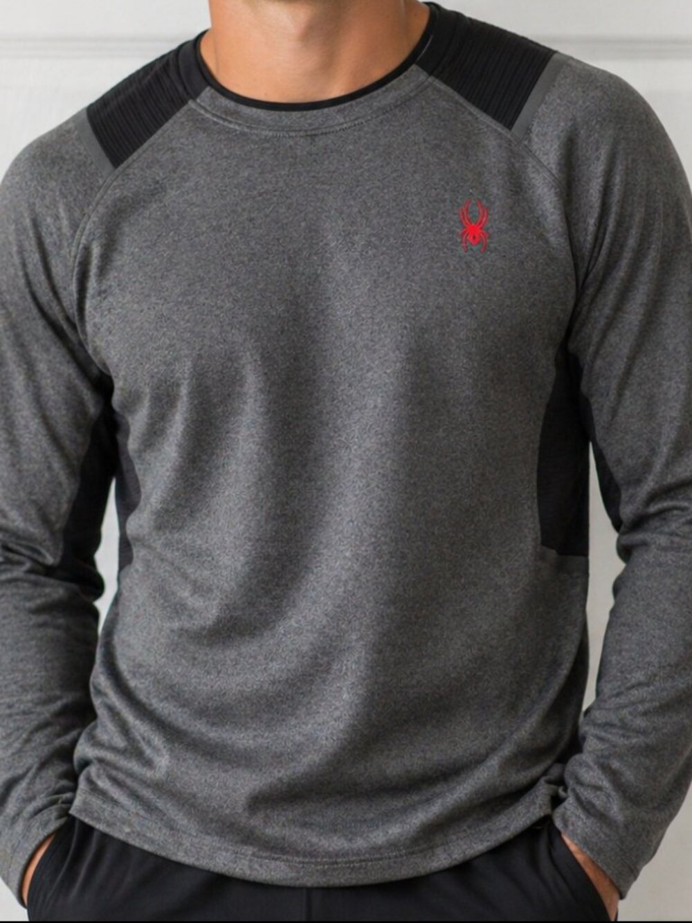 Spyder Active Sport Men’s Performance Pullover Long Sleeve Stretch Size XL Gray